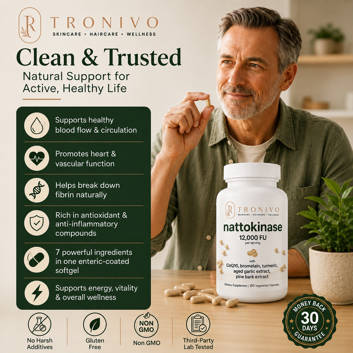 Nattokinase 12,000FU Complex - 60 Vegetarian Capsules